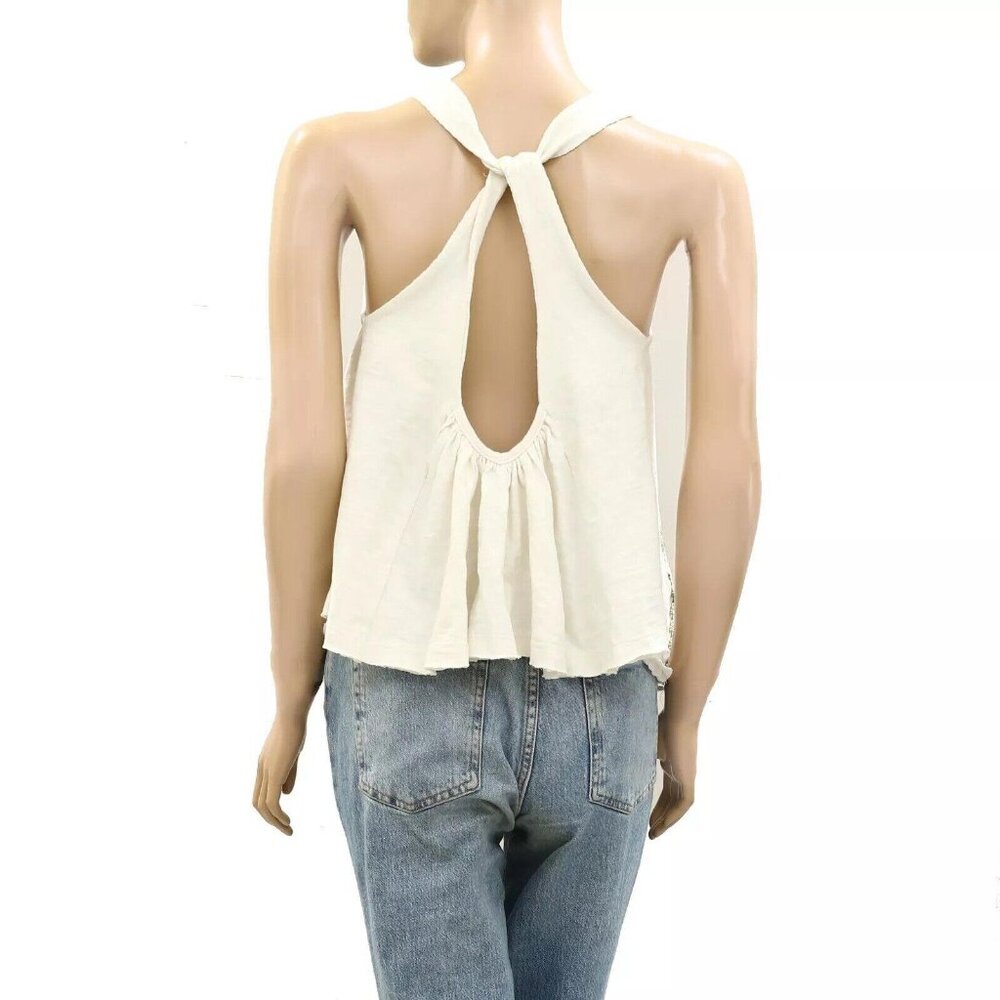 Free People Bandit Blouse Top Embroidered Soft Cotton Cutout Billowy S - Picture 8 of 8
